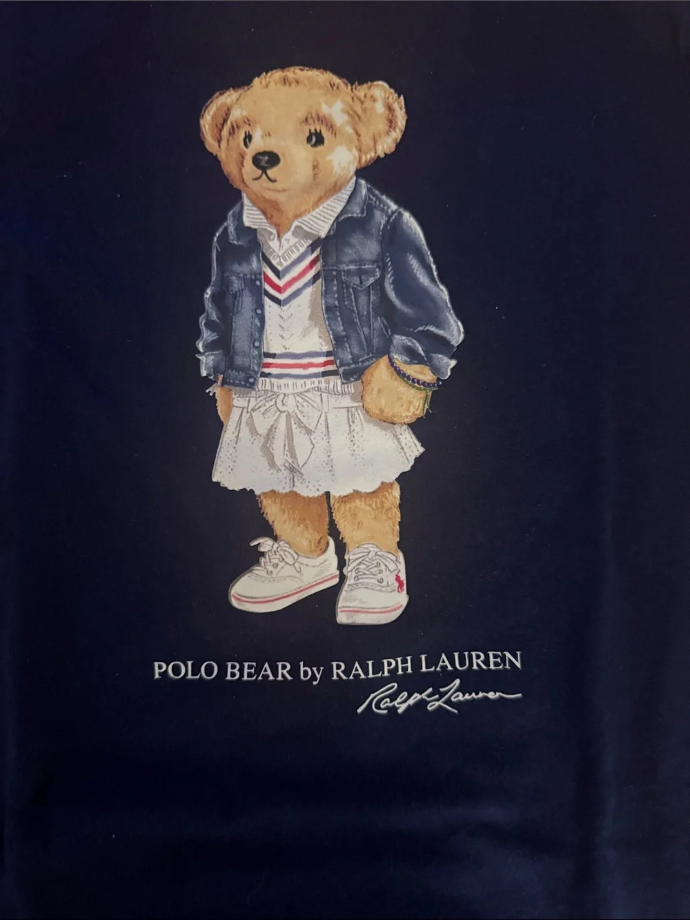 Ralph Lauren Navy Tee Dress with Polo Bear Graphic